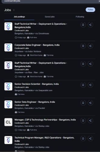 CockroachDB internship jobs in Vijayawada