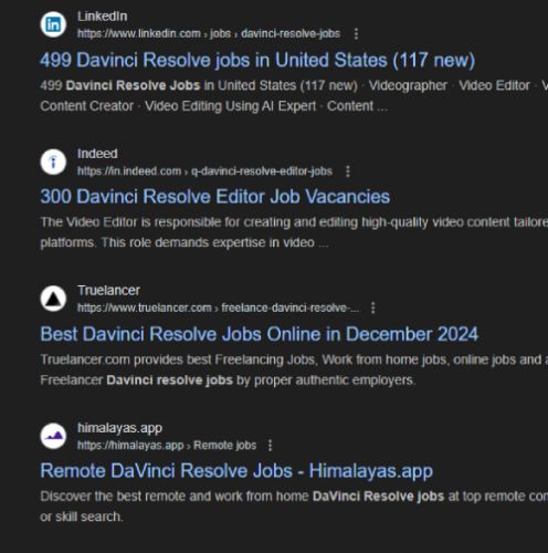 Davinci Resolve internship jobs in Mumbai