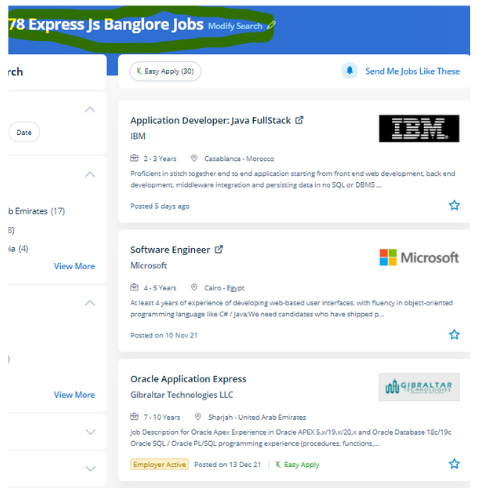 Express JS internship jobs in Erode