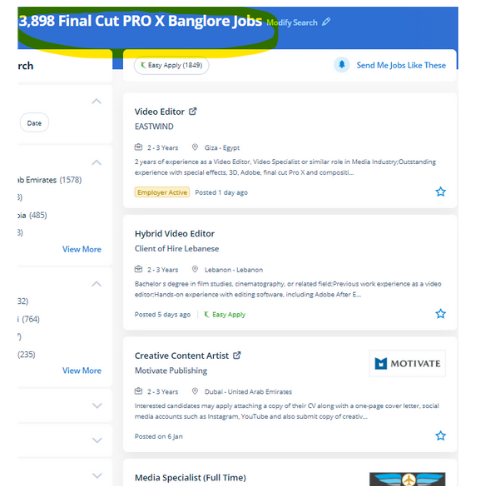 Final Cut Pro X internship jobs in Erode