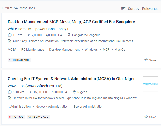 MCSA internship jobs in Mysuru