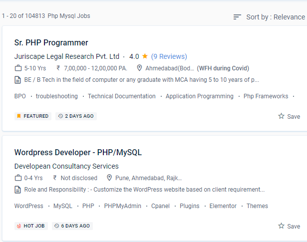 Php/MySQL internship jobs in Visakhapatnam