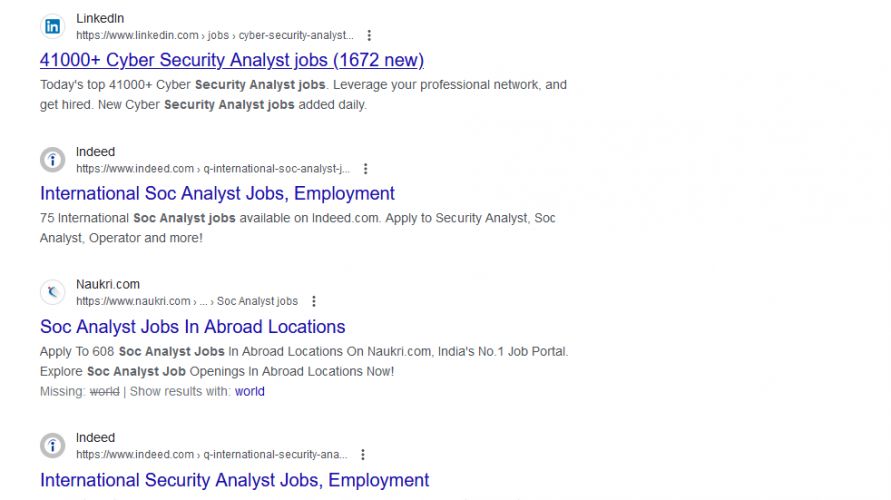 SOC Analyst internship jobs in Vijayawada
