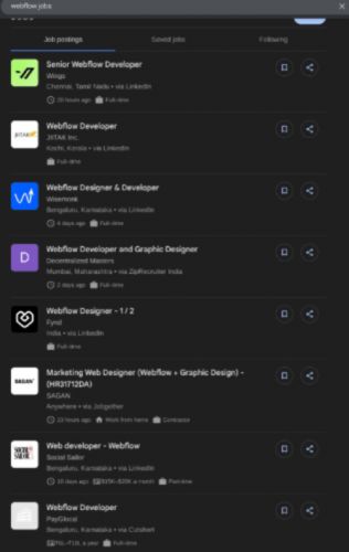 Webflow internship jobs in Gurgaon